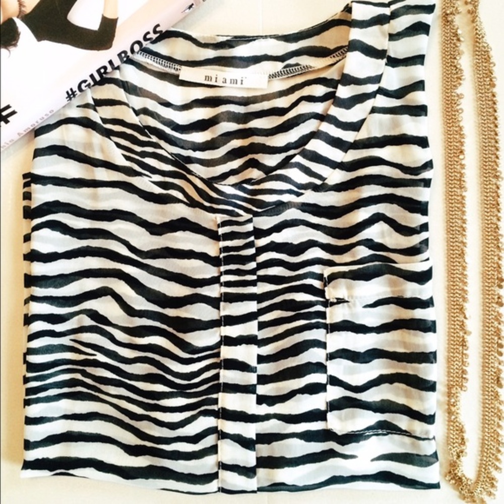 Zebra Striped Sheer Top